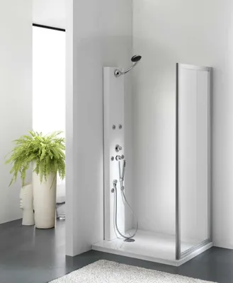 Produktbild von Duschkabine 38601L00, 2 Seitenteile, weiß und transluzent, Breite 60-70 cm