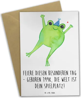 Produktbild von Mr. & Mrs. Panda Glückwunschkarte 1998 Geburtstag - Weiß - Geschenk, erinnern, weihnachtskarten, hochzeitskarten, Optimismus, dankeskarten, Grußkarte, geboren, Generation