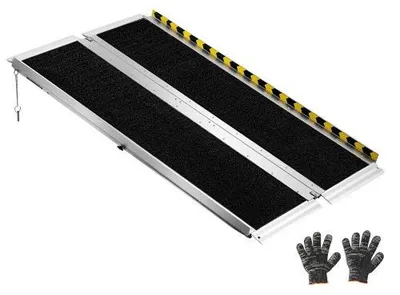 Productafbeelding van VEVOR Opvouwbare Rolstoelhelling 1219,2 x 736,6 mm, 362,9 kg Robuuste Drempelhelling met Antislipoppervlak, Draagbare Aluminium Helling, Rolstoeltoegangshelling voor Deurdrempels, Stoepranden en Trappen