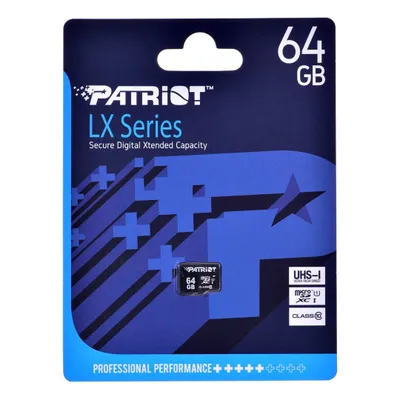 Zdjęcie produktu dla Patriot Memory Karta Microsdxc 64Gb Class 10 - Szybki Odczyt 80Mb/S