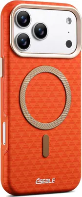Produktbild von ESEBLE Hülle für Apple iPhone 17 Pro Kunstleder Hybrid TPU MagSafe Schutz Orange