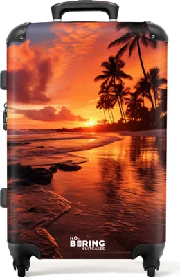 Produktbild von NoBoringSuitcases.com® Großer Koffer - Palmen bei Sonnenuntergang - Kombinationsschloss TSA - Hartschalen Trolley 4 Rollen - 72 liter - Reisekoffer - 66 cmKoffer Mittelgroß 67x43x25 cm, 72L,