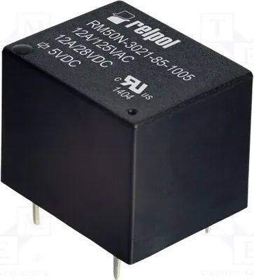 Immagine prodotto di 1 relè: elettromagnetico. Bobina: 5 VDC, 12 A / 125 VAC. Modello: RM50N-3021-85-1005. Elettrico