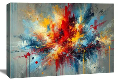 Productafbeelding van Abstract schilderij, explosie, 120x80 cm, ingelijst