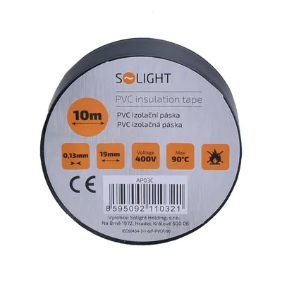 Obrázok produktu pre Solight Izolačná páska 19mm x 0,13 mm x 10m, čierna AP03C