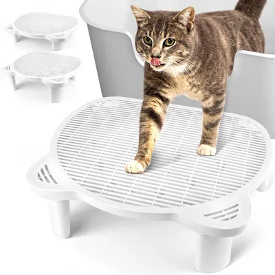 Produktbild von Katzentoilette, doppelte Schicht mit Filter, verstellbare Höhe 9 cm und 15 cm, für kleine Katzen, weiß