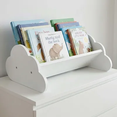 Produktbild von Relaxdays Bücherregal Wolke, Kinderbücherregal, zum Hinstellen, HxBxT: 17 x 43 x 29 cm, Wolkenregal Kinderzimmer, weiß