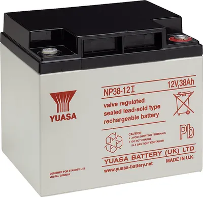 Produktbild von Yuasa NP38-12I, Plombierte Bleisäure (VRLA), 12 V, 1 Stück(e), Schwarz, Weiß, 20 h, 13,9 kg