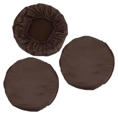 Runde Barhockerbezüge, 3er-Pack, PU-Leder, braun, Ø 30-35 cm