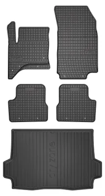 Image de Tapis en caoutchouc + bac de coffre pour Alfa Romeo Junior Ibrida 2024- (SUV/crossover, plancher haut) – 5 pièces, noirs, sur mesure