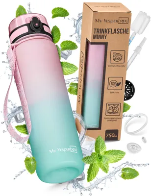 Produktbild von My Vesperbox® Trinkflasche Kinder [750ML] - Wasserflasche Kohlensäure Geeignet & Auslaufsicher - Water Bottle Kids - für Schule & Sport - Kinderflasche für Mädchen & Jungen - inkl. Ersatzdichtung