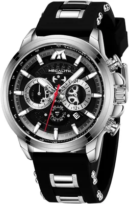 Produktbild von Große Chronograph Herrenuhr für Männer, Analog Quarz Armbanduhr, Wasserdicht, Gummiarmband,Stilvolles Design,Perfektes Geschenk für Herren,Sportlich