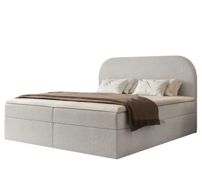 Produktbild von Boxspringbett FUZZI 180x200 Bettkasten Bonellmatratze Grau Bouclé