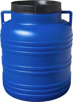 Immagine prodotto di plasteo® Botte a collo largo da 20 litri blu con coperchio e manici, senza BPA per alimenti Botte da campeggio Botte per crauti Botte per alimenti Botte con coperchio a vite