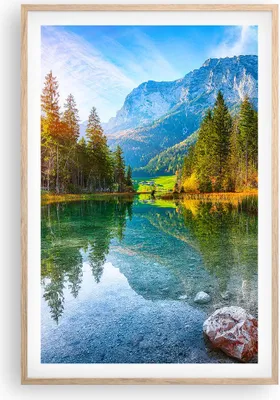 Produktbild von Gerahmtes Poster - Rahmen in heller Eiche - Landschaft Berge Morgendämmerung - 61x91,5 cm - Wand Bild - Wanddeko - Wandbilder - Kunstposter - Wandposter - Bilderrahmen - Bilder - P2NPA61x91-4456