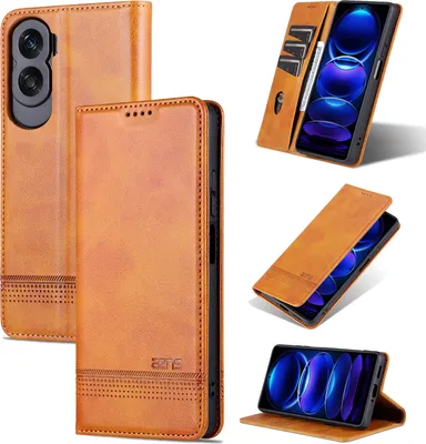 Obrázek produktu pro Kožené pouzdro pro Honor 90 Lite, skládací peněženkové pouzdro s magnetickým uzávěrem a stojánkem Žluť