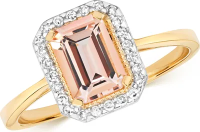 Produktbild von 9 Karat (375) Gold Cluster Diamant Damenring Brillant-Schliff 0.09 Karat mit Morganit, 51 (16.2); TRS10902RSL