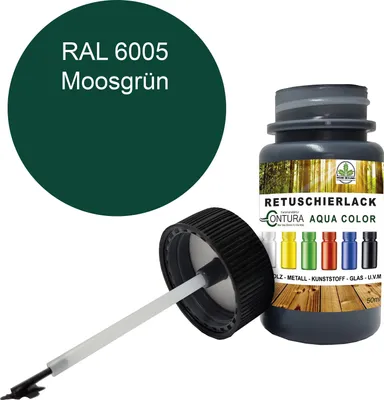 Produktbild von Reparaturlack Lackstift RAL Lack Pinselflasche 50ml. Farbe Holz Metall Möbel Auto Bad Retuschierlack - RAL 6005 Moosgrün