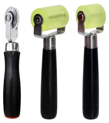Produktbild von 3 Stück Andrückrollen, 2 Stück Gummiwalzen + 1 Stück Reifenreparaturrolle, Auto Tapetenroller Schallschutz Andruckrolle, Hand Andruckwerkzeug für Kantenumleimer Reifenreparatur