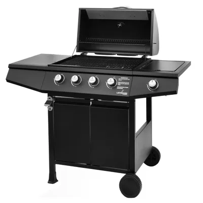 Zdjęcie produktu dla Mocny grill gazowy stalowy, ruszt żeliwny LEHMANN OHIO BLACK 9,3 kW + Reduktor i wąż
