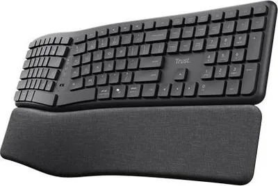 Zdjęcie produktu dla Trust Keyra, Pełnowymiarowy (100%), Bezprzewodowy, RF Wireless + Bluetooth, Membranowa, QWERTY, Czarny