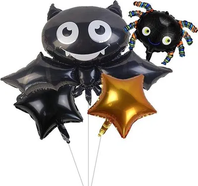 Obrázek produktu pro Sada 4 malých balónků ve tvaru netopýrů na Halloween