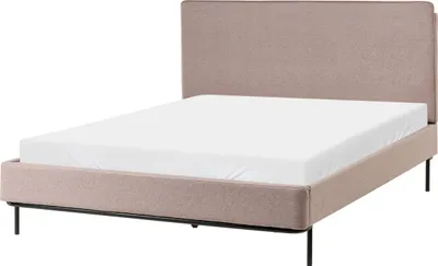 Zdjęcie produktu dla BELIANI Łóżko beżowoszare tapicerowane 140 x 200 cm dwuosobowe ze stelażem wezgłowiem nowoczesne