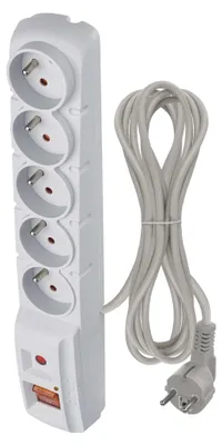 Přepěťová ochrana – 5 zásuvek, 3m, šedá