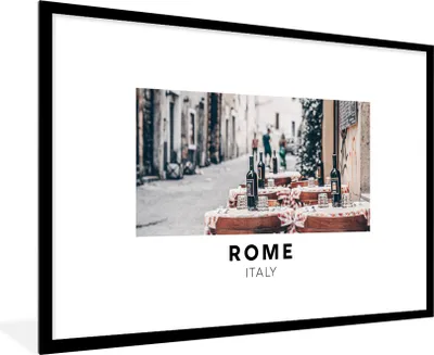 Produktbild von MuchoWow® Gerahmtes Poster Rom - Italien - Restaurant 90x60 cm - Poster mit Schwarzem Bilderrahmen Wandposter Rahmen Foto Bilder - Wanddekoration - Fotos