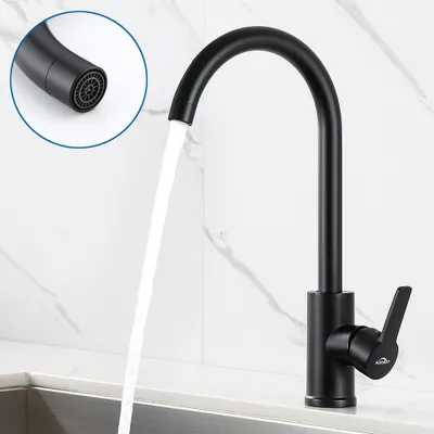 Produktbild von 360° drehbar Küchenarmatur Einhebelmischer Spültischarmatur aus Edelstahl, schwarz Wasserhahn für jede Küche geeignet