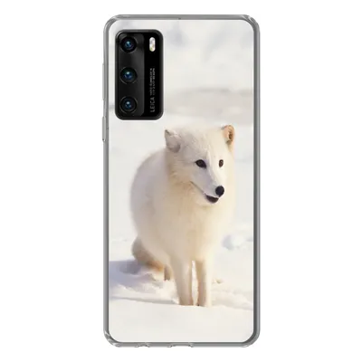 Produktbild von MuchoWow® Handyhülle Schutzhülle Hülle für Huawei P40 Fuchs - Schnee - Weiß Silikon Softcase Handy Hülle - Handytasche