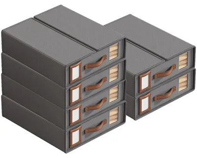 6er-Set Aufbewahrungsboxen aus Vliesstoff, grau, mit Fenster