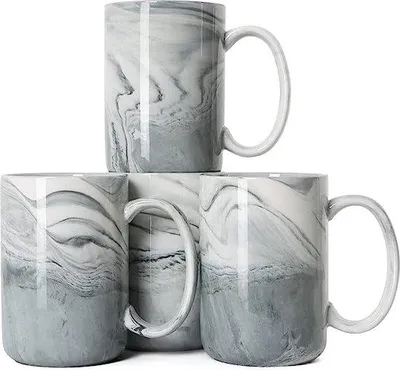 Produktbild von Keramiek Koffiemokken Set mit großem Griff Magnetronbestendig, 4-teilig, grau