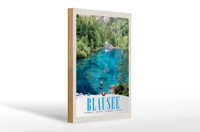Produktbild von Holzschild Reise 20x30cm Blausee Schweiz Natur Wald Gebirge