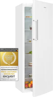 Produktbild von Exquisit Kühlschrank KS350-V-H-040E weiss | 331 l Nutzinhalt | LED-Licht | Glasablagen | Wechselbarer Türanschlag