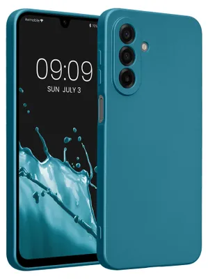 Produktbild von kwmobile Handyhülle für Samsung Galaxy A17 4G / 5G Hülle - weiche Silikon Case metallisch schimmernd - Schutzhülle Cover - Metallic Karibikblau