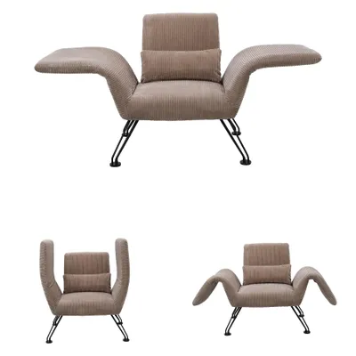 Image de HomeMiYN Fauteuil oreilles avec repose-pieds, fauteuil velours dossier haut, accoudoirs, fauteuil relax pour salon, chambre et coin lecture