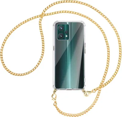 Produktbild von Handykette Backcover-Schutzhülle mit Band (Metall goldfarben) für Realme 9 Pro Plus 5G - goldfarbene Kette
