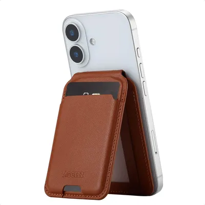Produktbild von Accezz Leder-Wallet mit Standfunktion - Geeignet für MagSafe und Qi2 - Sienna Brown