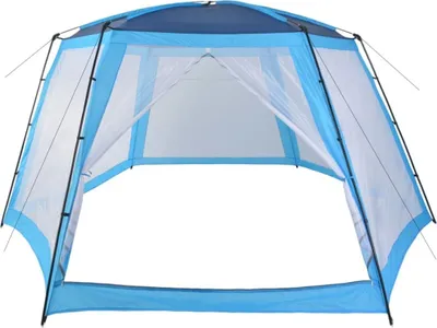 Produktbild von Poolzelt Blau, 660x580x250 cm, UV-beständig, mit Mesh-Seitenwänden, für runde Pools bis 500 cm Durchmesser