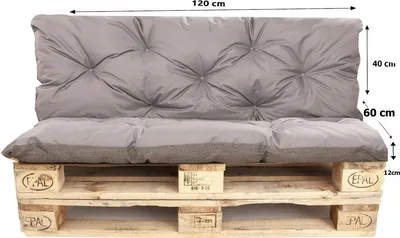 Produktbild von Palettenkissen set 120x60x40cm, Palettenkissen Grau, Gartenkissen, palettenkissen outdoor, Satz Kissen für Gartenmöbel, europaletten sitzkissen