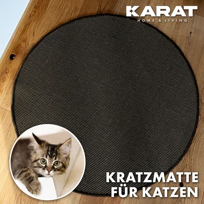Produktbild von Katzen-Kratzmatte Rund Sisal Kratzteppich für Krallenpflege Schwarz 50 cm Durchmesser