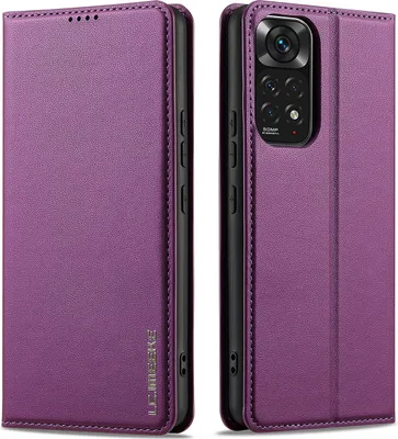 Produktbild von Handyhülle für Xiaomi Redmi Note 11 Pro / Note12 Pro 4G, Magnetische Flip Leder Hülle mit Kartenfach und Standfunktion Lila