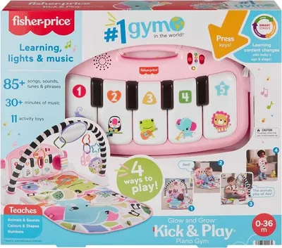 Produktbild von Fisher-Price Glow and Grow Kick & Play Piano Gym, Baby-Turnhalle, Spielbügel, Stoff, Kunststoff, Mehrfarbig