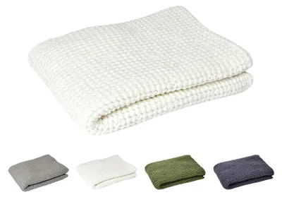 Produktbild von Sauna Body Wrap Duschtuch aus Waffelpique; Halbleinen Qualität (europäischer Flachs 350 g/m²) – großes Wellness/Spa Badetuch – nordisch & natürlich in Gletscher-weiß