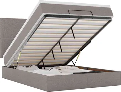 Produktbild von Ottoman-Bett mit Matratze & LEDs Taupe 140x190 cm Stoff