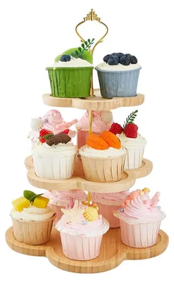 Cupcake-Ständer, 3 Ebenen, 14/19/24 cm, Bambus, Etagere