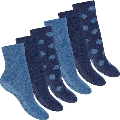Produktbild von Footstar Damen & Herren Plüsch Stoppersocken mit ABS (6 Paar) - Jeans 35-38