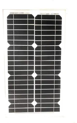 Solarpanel 30 W 12 V mit Siliziumzellen und Klemmen