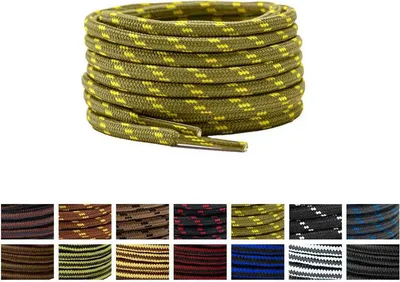 Zweifarbige Schnürsenkel für Wanderschuhe / Arbeitsschuhe - Olive Grün Gelb Gemustert - 180 cm